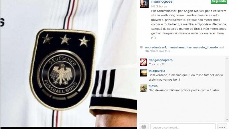Imagem “Alemanha, campeã da Copa do Mundo”, deseja Manno Góes