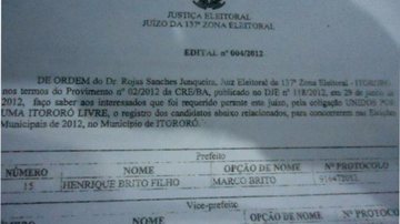 Imagem Candidato do PMDB pede registro de candidatura em nome de pai falecido